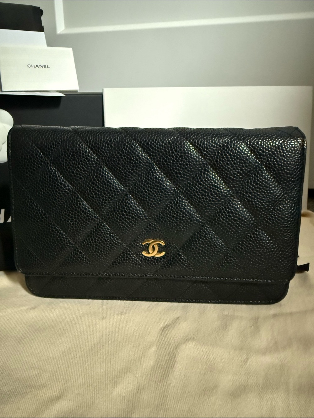 CHANEL Black Quilted Caviar Leather with Gold Hardware - Picture 10 of 13